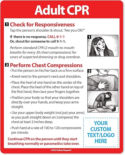 Safety Magnets - RCP para adultos - Imanes de refrigerador personalizados (paquete de 300) - Artículo promocional personalizado, folleto y regalos