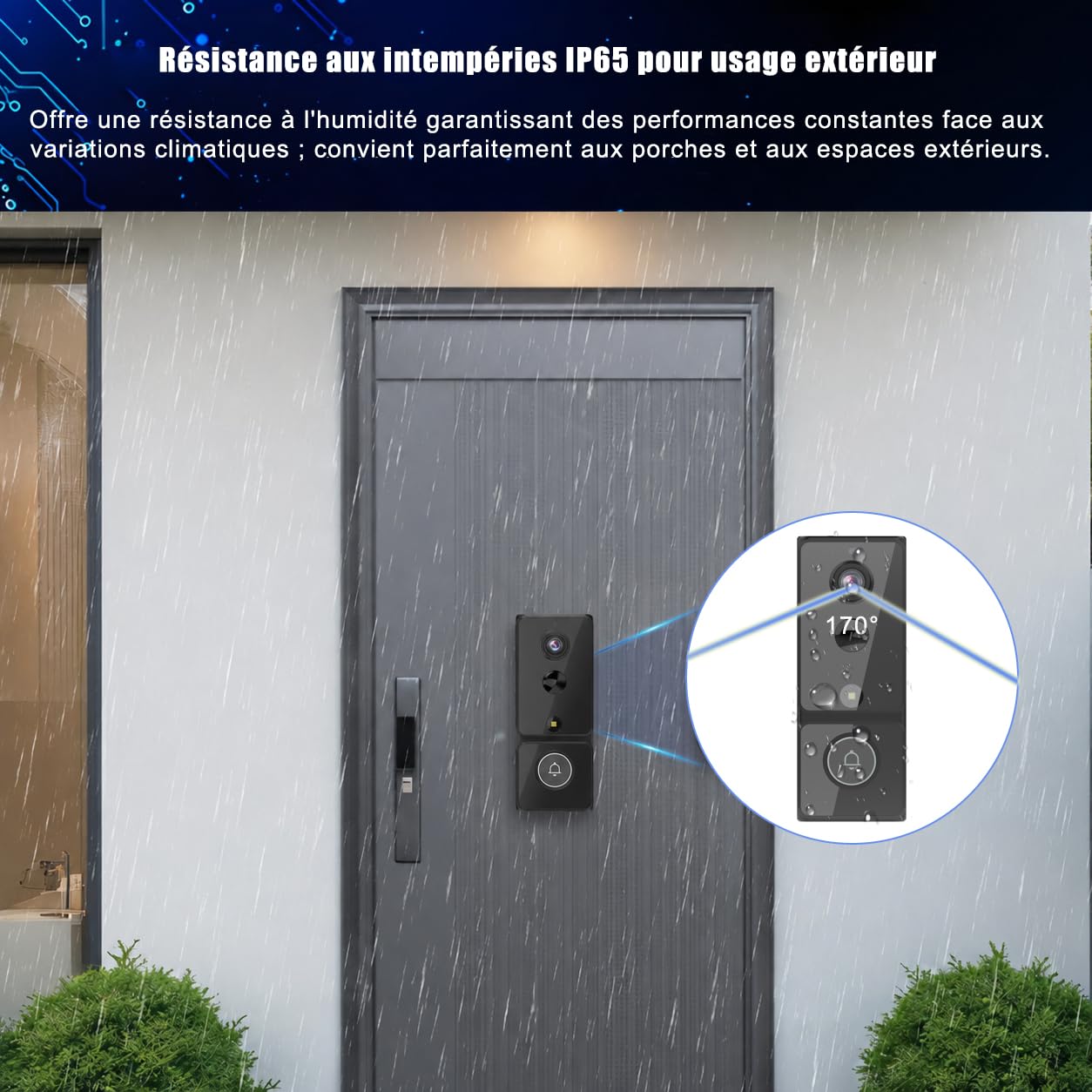 Sonnette sans Fil avec Caméra avec PIR Détection Mouvement Écran 4.3 Pouces | Exterieur Etanche Visiophone Vidéo 2,4 GHz Sans WiFi Interphone Vidéo Vision Nocturne 170° Enregistrement TF Maison 4000mAh