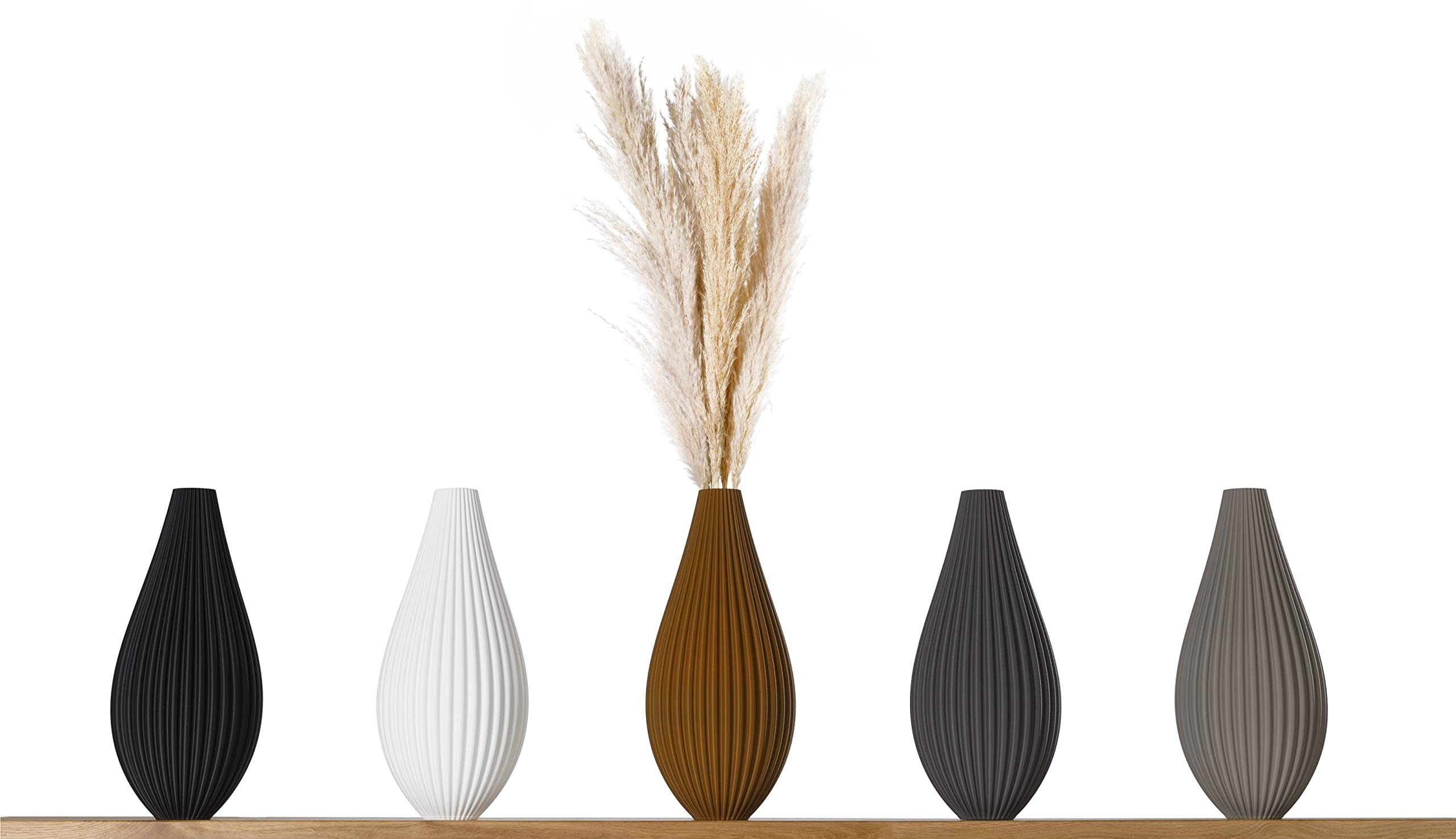 Dekovase Sina XL 40cm Bodenvase Schwarz Deko Vase Pampasgras Trockenblumen