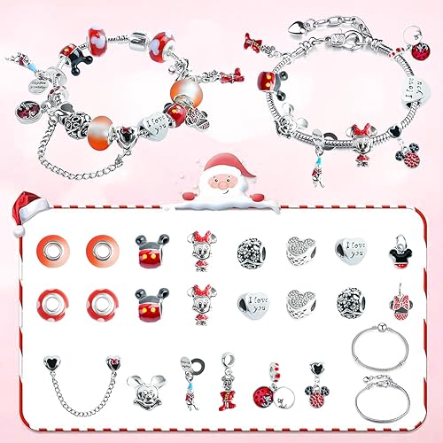 Miniatura 3 de Calendario de Adviento de Navidad 2025 para niñas, calendario de cuenta regresiva de 24 días de Navidad con pulsera de bricolaje, collar, lindo