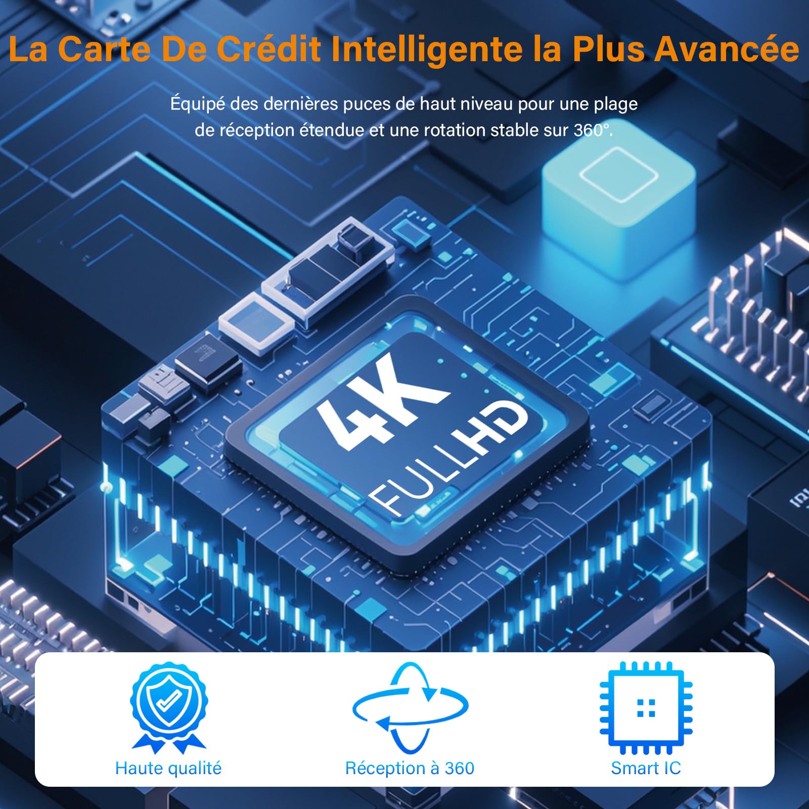 Antenne TV Intérieure Puissante, Antenne TNT Intérieure avec Amplificateur de Signal Intelligent,Réception 360° Longue Portée 500km,Compatible Smart TV 1080P 4K DVB-T/DVB-T2