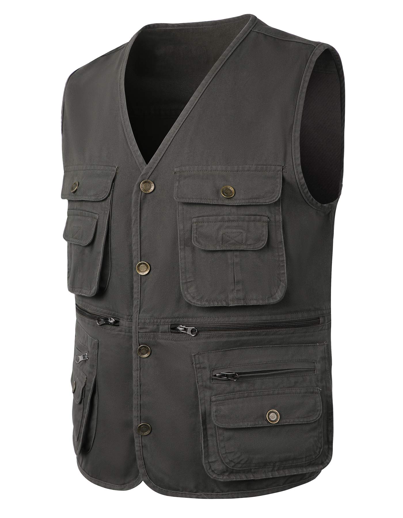 Gilet de Chasse pour Homme Gilet de Pêche à bouton Veste Sans Manches Gilet de Sport pour Camping Pêche Chasse Photographie