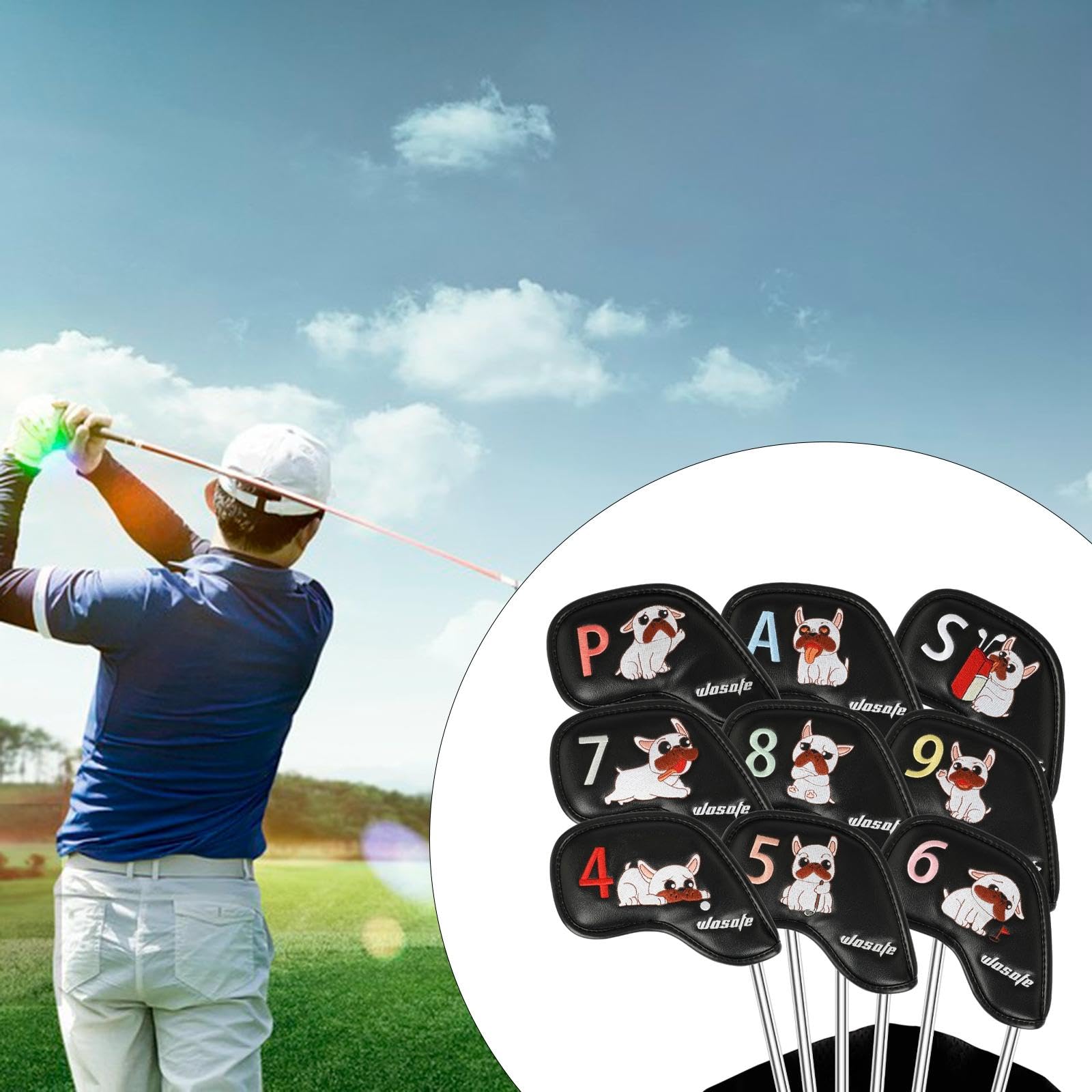 9 Teiliges Set Schlägerhauben Aus Eisen, Praktische Und Tragbare Schlägerhauben für Golfer Der Größen 4 9, P, A, S, Anfänger, Cade