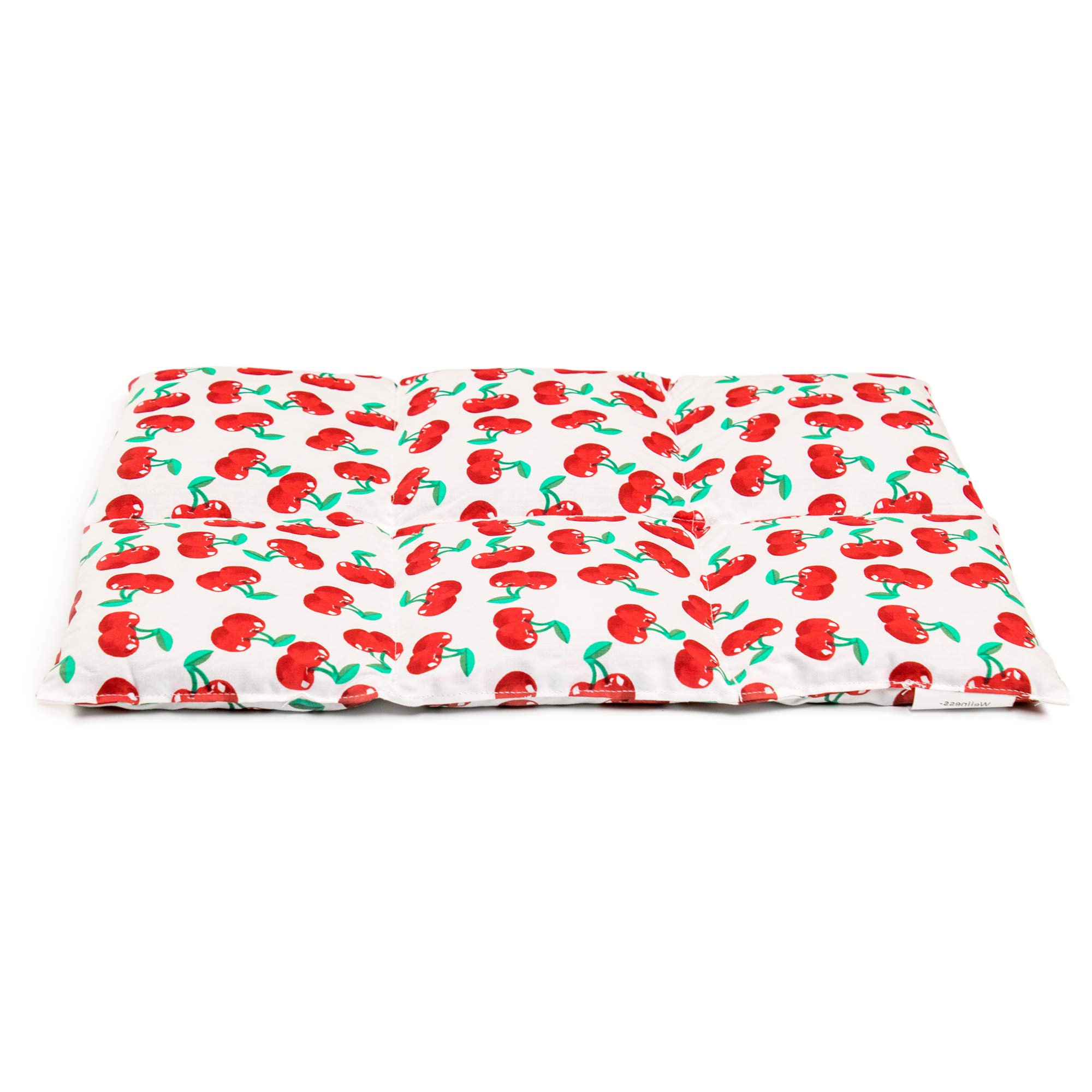 Coussin aux graines de groseille 40x30 - Bouillotte micro-ondes - Coussin thermique - Coussin aux graines - Compresse chaude ou froide (6 compartiments; Design: cherr-white)