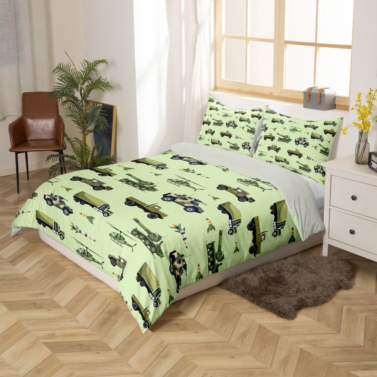 Homewish Motyw wojenny poszewka na kołdrę podwójny wojskowy zielony samolot czołgi zestaw pościeli wojskowy myśliwiec poszwa na kołdrę helikopter zestawy łóżek