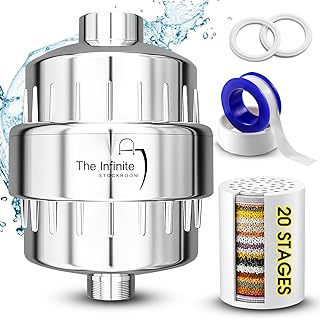 Shower Head Filter for Hard Water | 20-Stage High Output Shower Filter | Removes Chlorine and Fluoride to Help Reduce Dry Skin, Dandruff, and Hair Damage