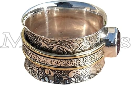 Miniatura 4 de Natural Amethyst Spinner Ring, 925 Sterling Silver Meditation & Fidget Ring for Women, Handmade Spin Band Yoga Jewelry