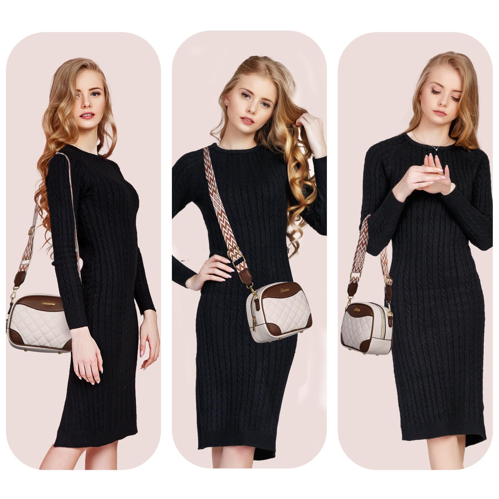 Small ?Crossbody Bags for Women – Leather Purses with Adjustable Strap, Trendy Quilted & Color-Block Cross body Handbags for Gifts(White)