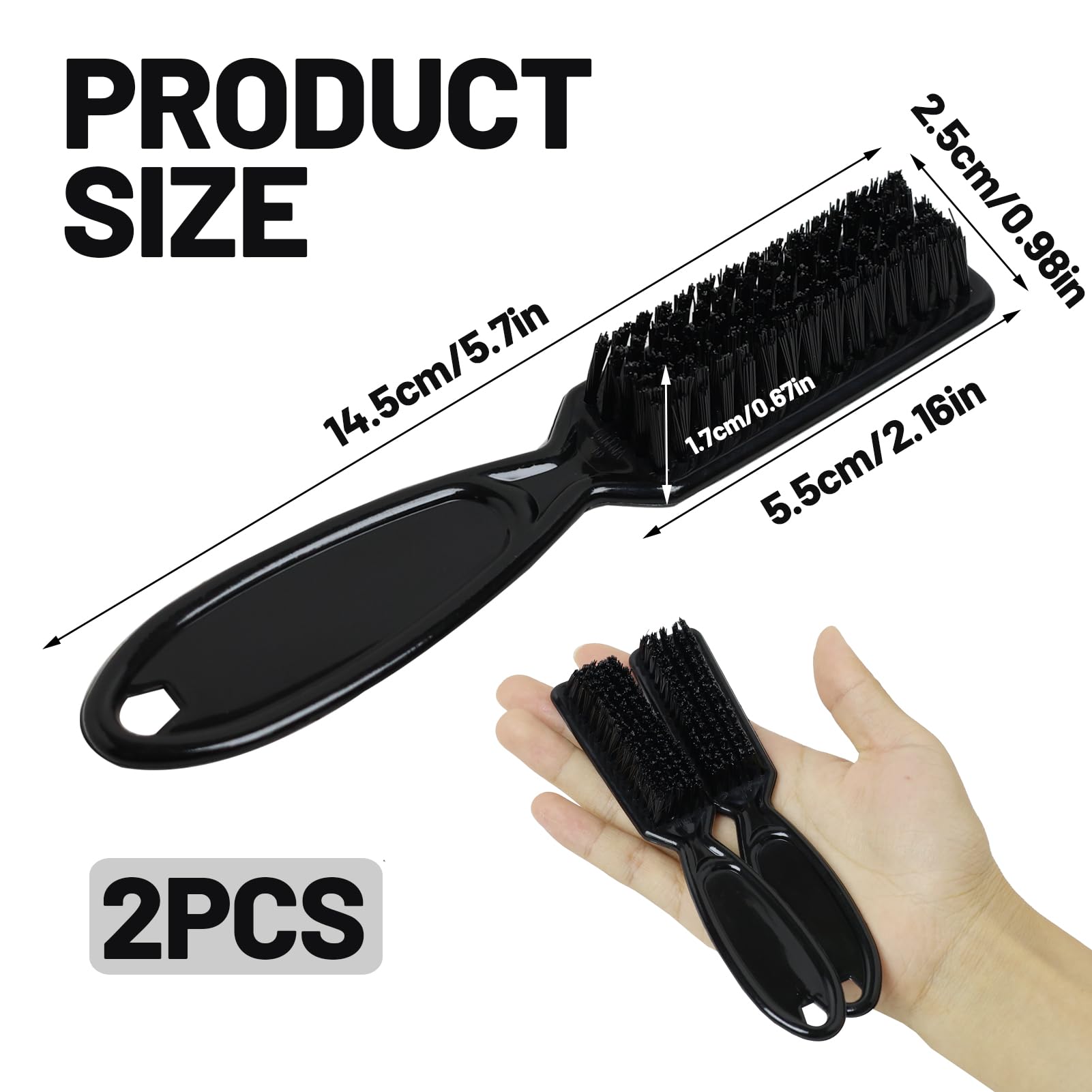 Cepillo de Nailon Negro 2PCS Limpieza de Cuchillas Barba Cerdas Suaves Fácil de Llevar