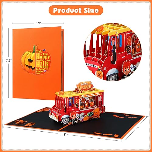 Miniatura 4 de D4DREAM Tarjeta desplegable de Halloween para niños, divertida tarjeta de felicitación 3D de Halloween, dulces de calabaza, tarjetas de regalo para