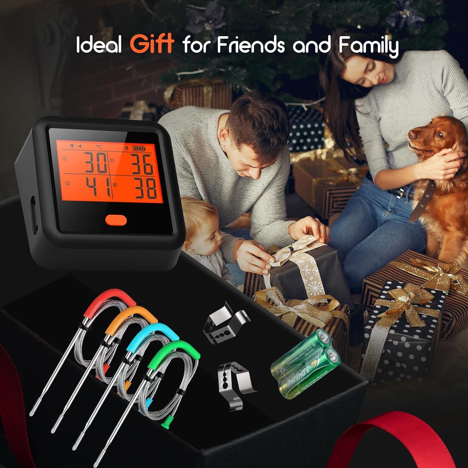 INKBIRD Thermometre Cuisine IDT-34C, Thermometre Barbecue 5.1 Met 4 sondes Bluetooth,Sonde Temperature Sans Fil avec Alarme de Température pour Fumoir Four Barbecue Grill Thermomètre