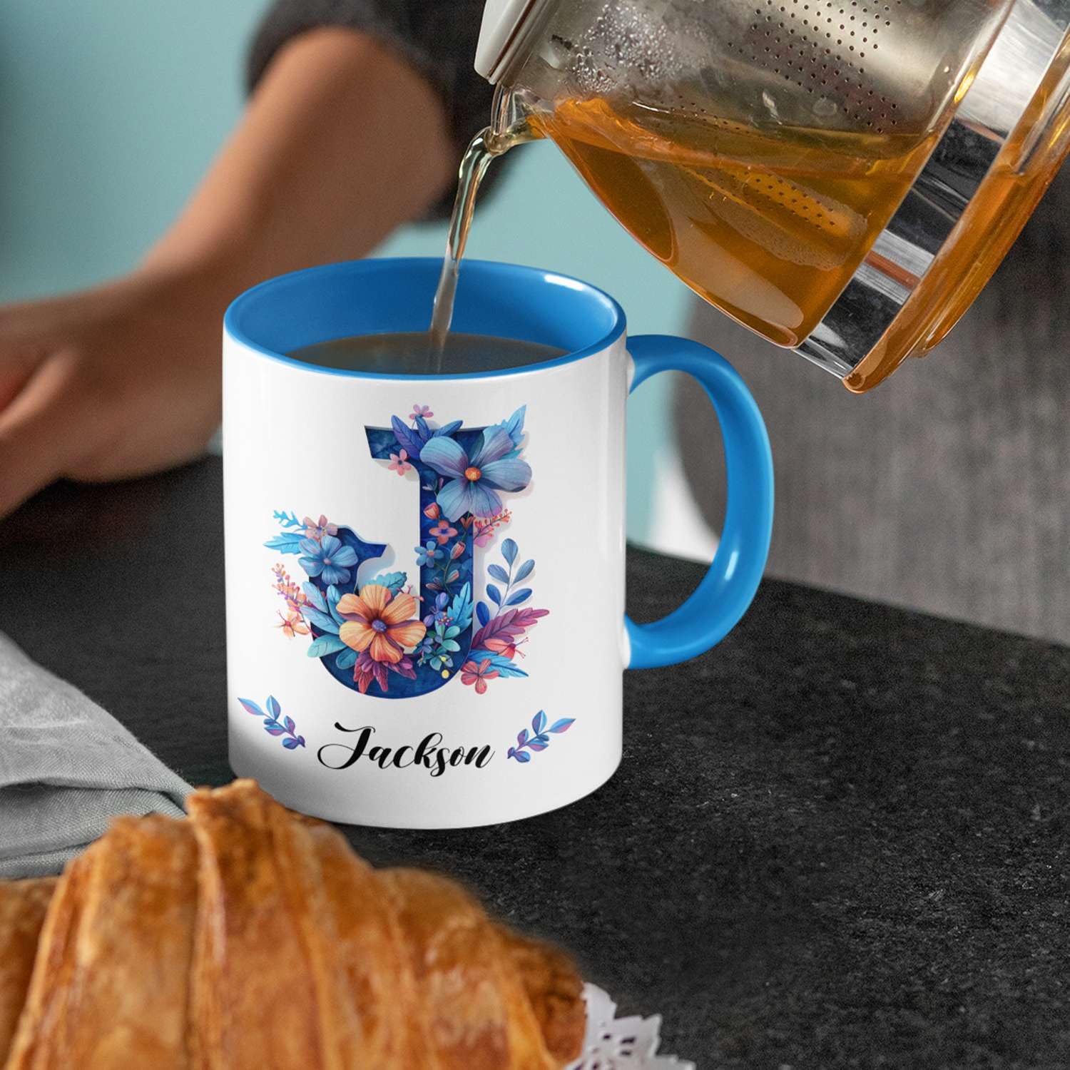 Amazon.com: Unique Personalized Initial Letter J On Coffee Cup, Customized  Name Ceramic Mug Presents, Custom Alphabet White Cup 11oz 15oz, Monogrammed  Mug, Letter J Mug With Flower Design : Home & Kitchen