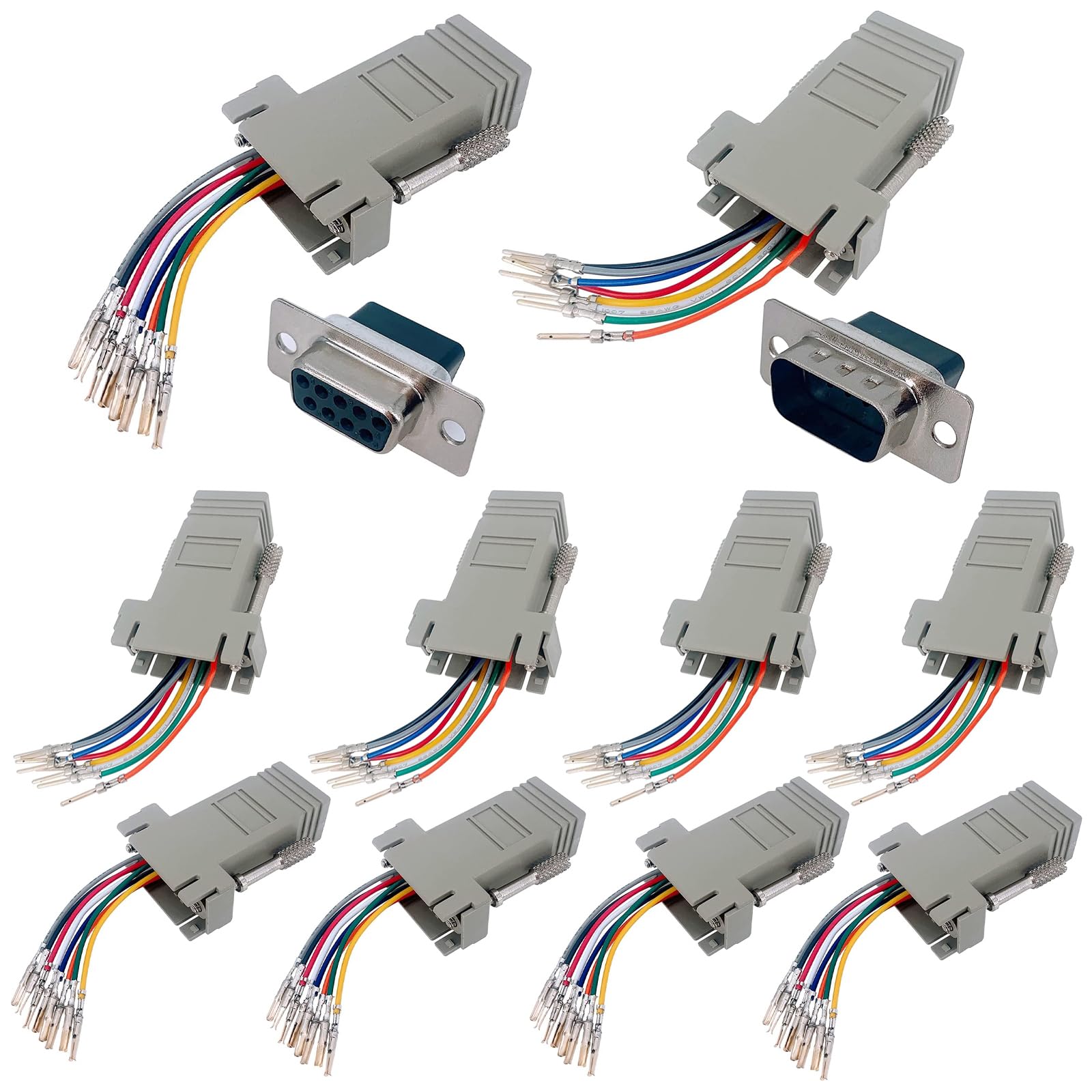 Adattatore modulare da DB9 a RJ45 M/F, Convertitore seriale da DB-9 (M) a RJ-45 (F