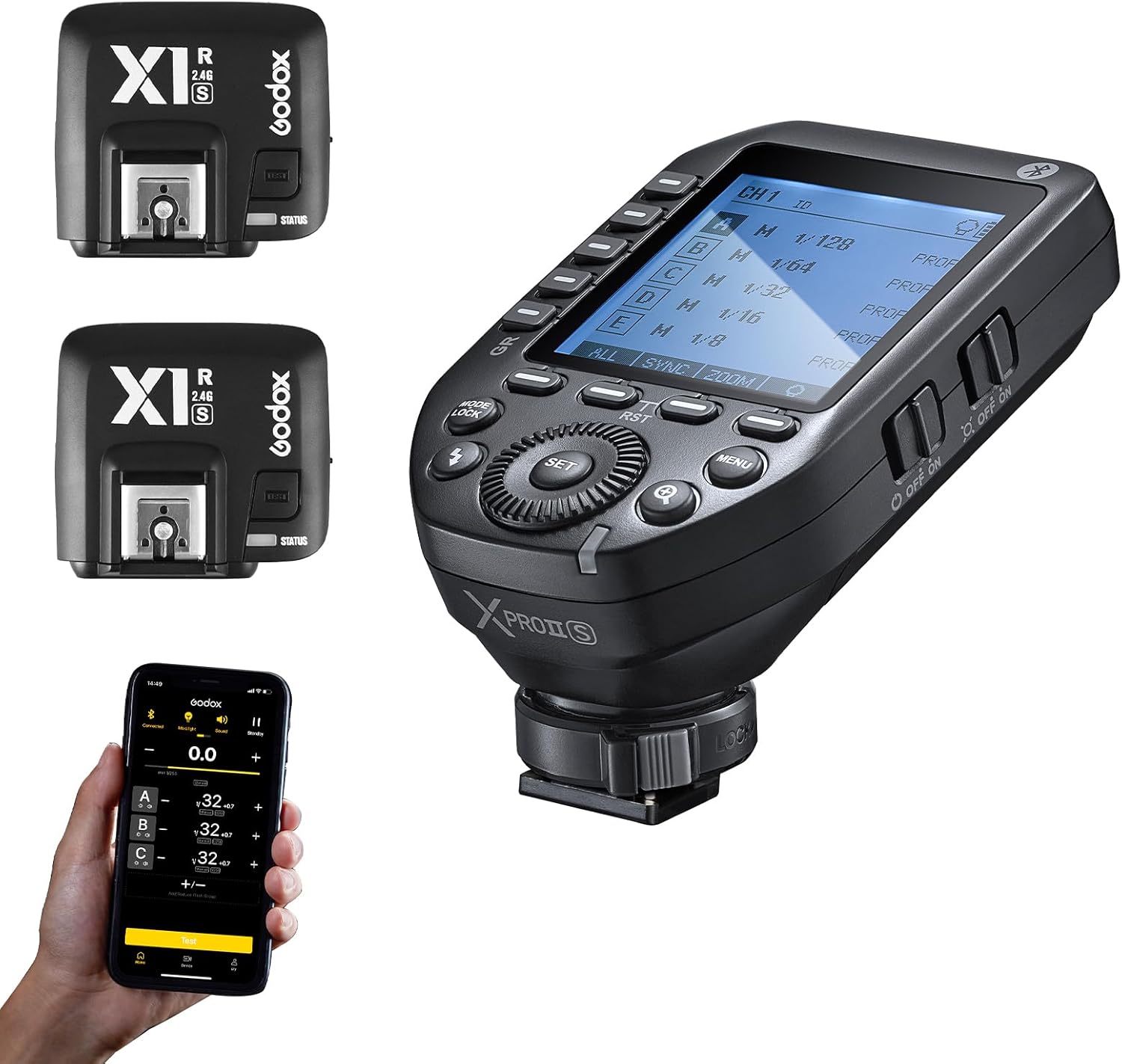 Godox XProII-S XProIIS Flash Trigger& 2*Godox X1R-S Receiver for Sony,2.4G TTL Wireless Trigger Transmitter,HSS 1/8000s,TCM Transform,Bluetooth,New Hotshoe Trigger Kit (XProII-S+2*X1R-S for Sony)