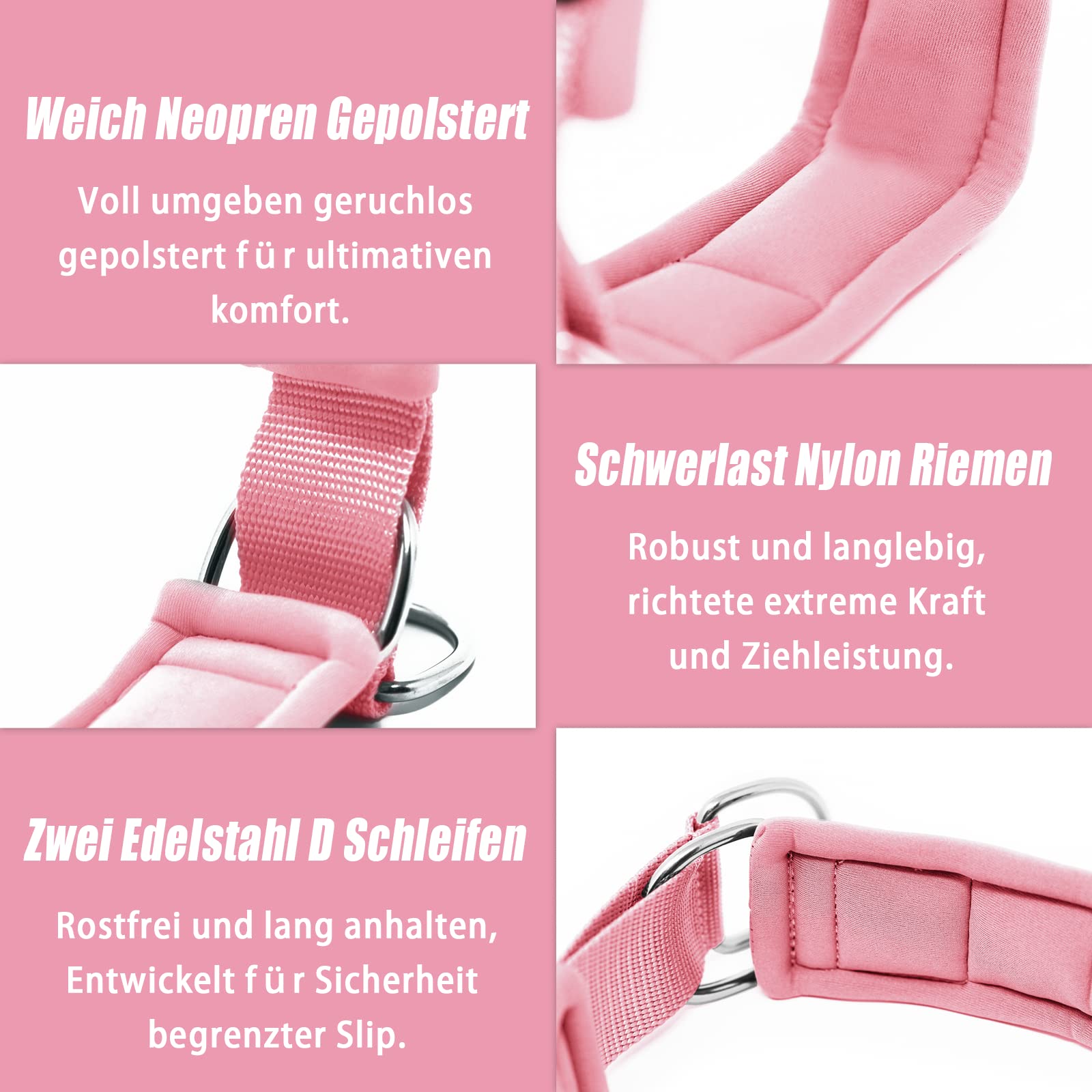 Weiches Hundehalsband Aus Neopren – Reflektierend, Verstellbar, Für Große Hunde (Gr. L, Rosa)