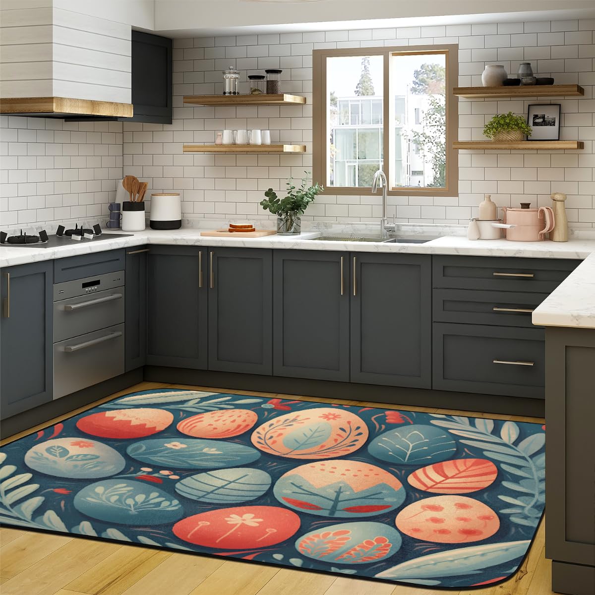 Alfombra grande con estampado de huevos de Pascua para sala de estar, 147,3 x 203 cm, alfombra para dormitorio, habitación de los niños, lavable, antideslizante, alfombra grande