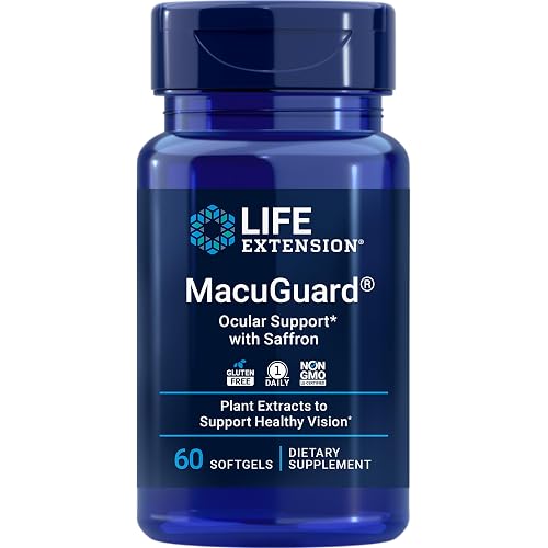Life Extension MacuGuard Ocular Support with Saffron – Eye Health Supplement for Healthy Vision – with Lutein, Meso-zeaxanthin, zeaxanthin, Saffron – Gluten-Free, Non-GMO – 60 softgels