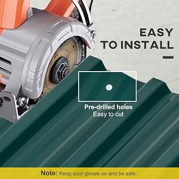 Outsunny Corrugated Roofing Sheets Pack of 12 129 x 45cm Green