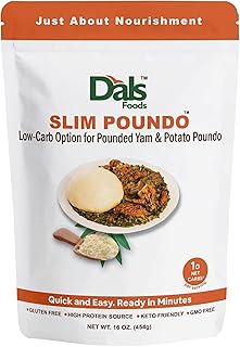 Dals Foods Slim Poundo Healthy Fufu | Low Carb Gluten-Free Food | Poundo Yam & Potato Flour Substitute - Grain Free African Keto Caribbean Foods | Diet Friendly Foods (Slim Poundo)