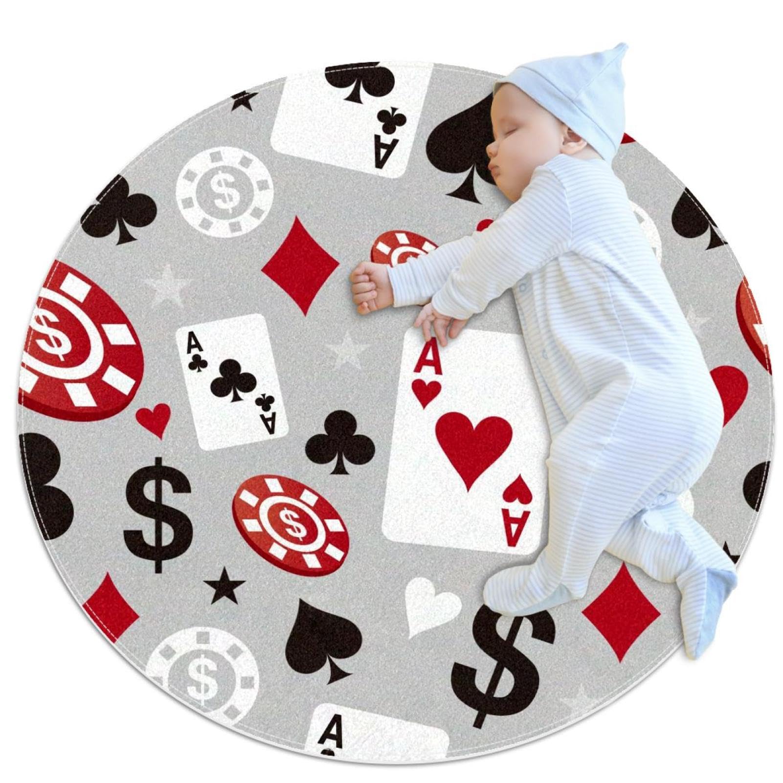 Tapis de salle de bain 1m de diamètre antidérapant motif poker