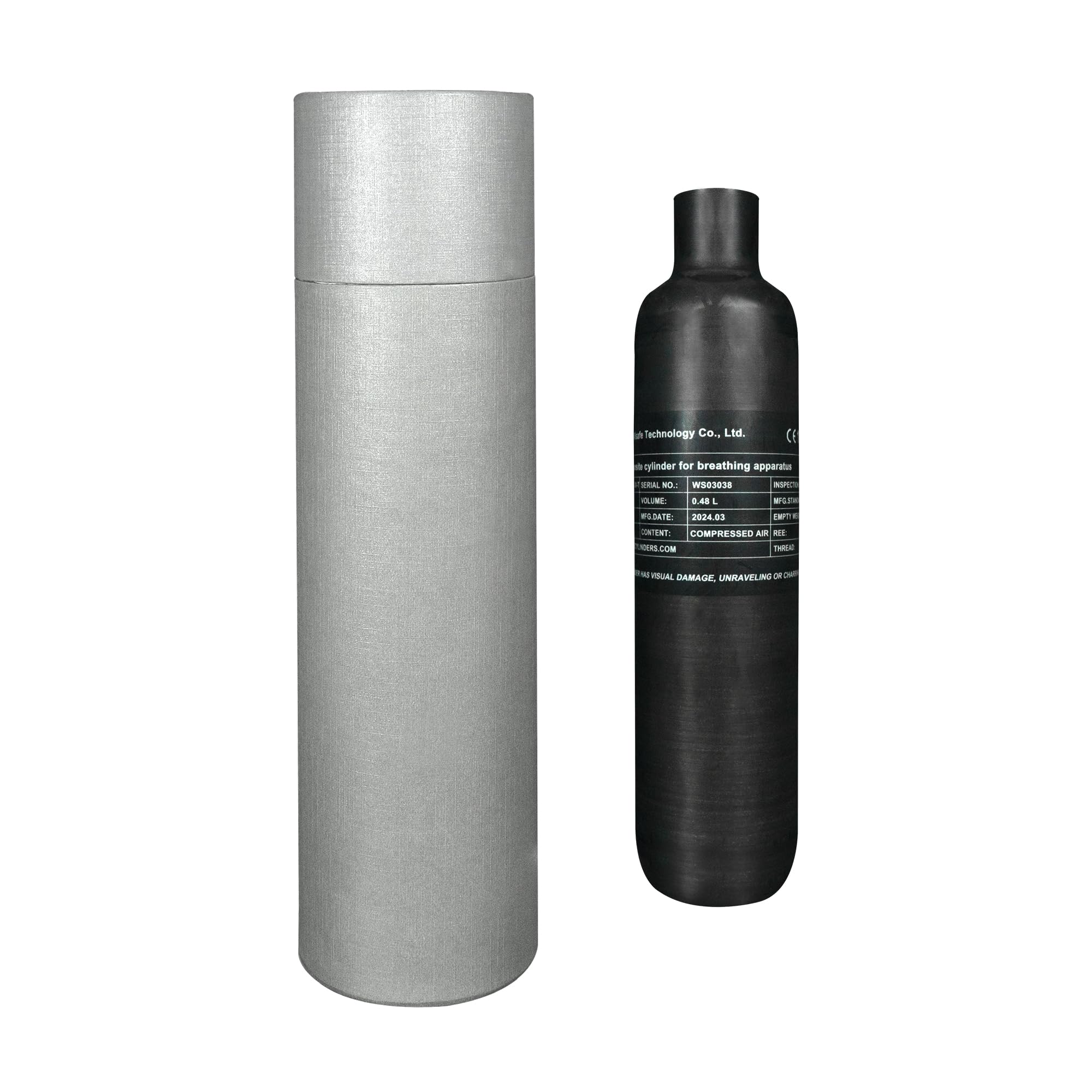 TUXING 30Mpa 4500Psi 0.48L 29Cu dans Le réservoir HPA en Fibre de Carbone 420cc, Bouteille de gaz, Chasse au Paintball pour Fusil à air comprimé PCP Daystate et Filetage FX M18 * 1.5
