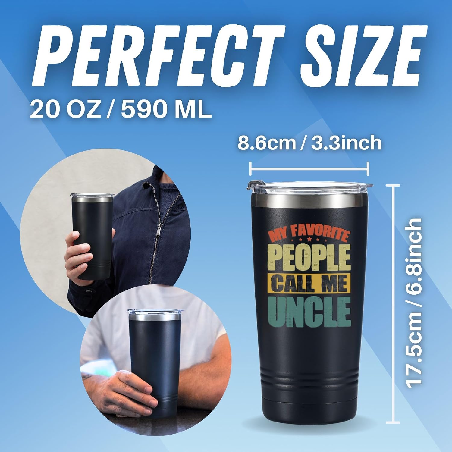 Onebttl Uncle Gifts from Niece Nephew - My Favorite People Call Me Uncle Tumbler - Stainless Steel Travel Mug 20oz