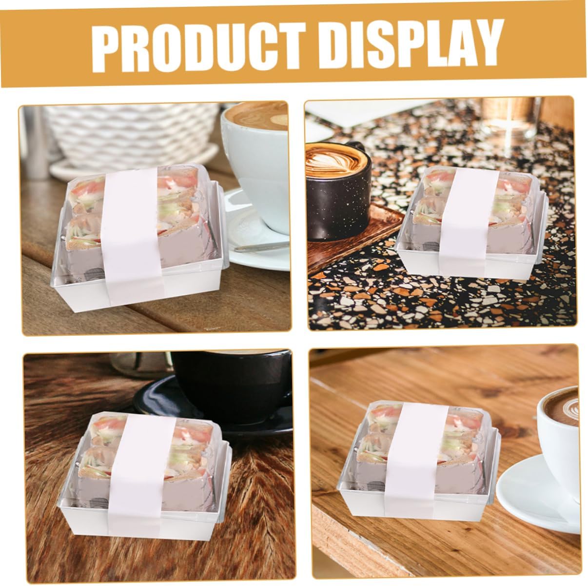 KICHOUSE 100pcs Clear Cake Boxes Small Dessert and Sandwich Packaging Containers Lids for Home Bakery Use Compact for Easy Carrying for Treat Wrapping