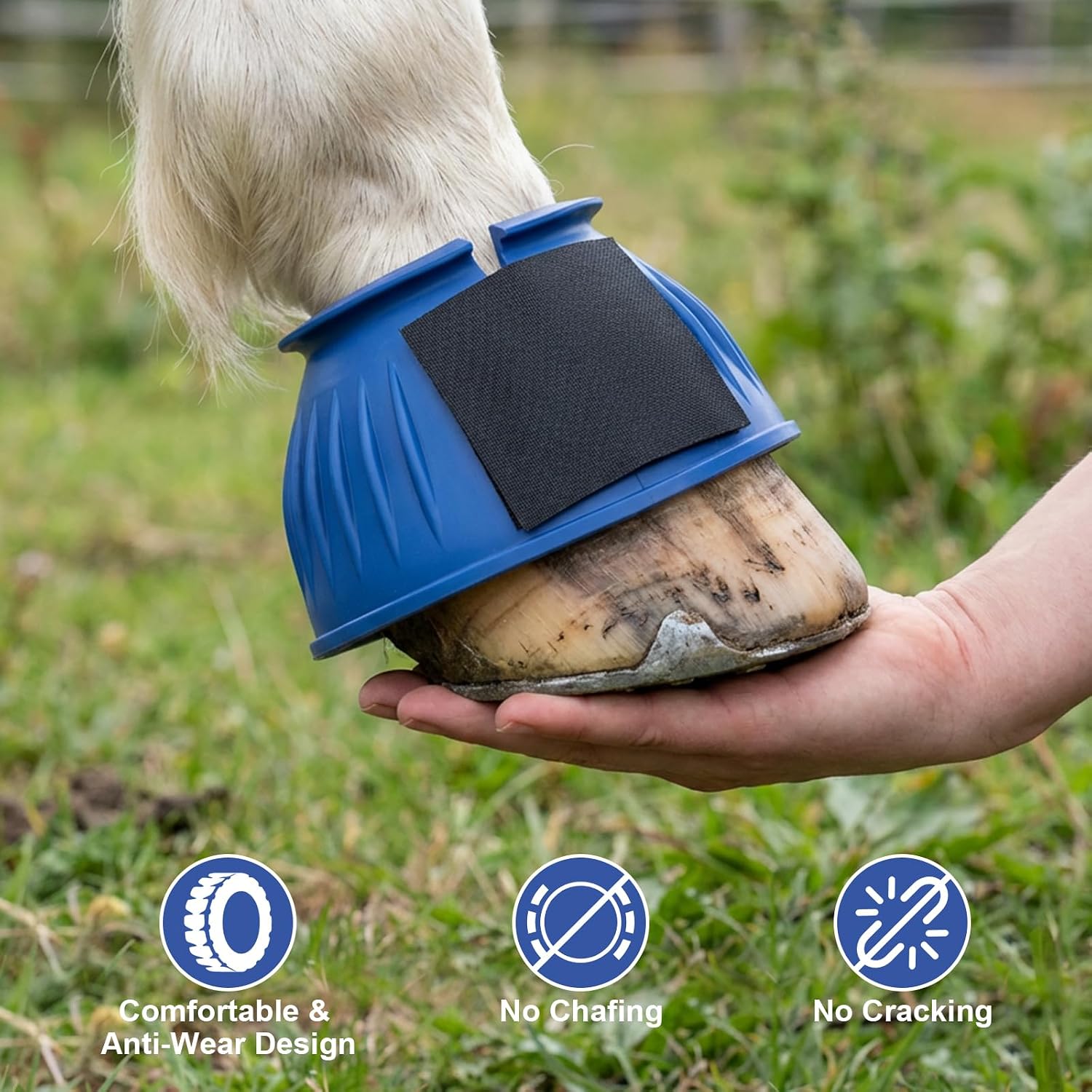 Bell Boots for Horses, Protect Against Hoof Impact Trauma, Rubber Bell Boots for Horses, Made of Rubber,1 Pair Blue