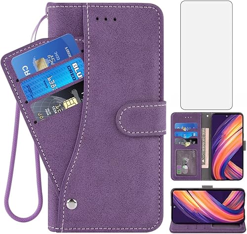 Asuwish Compatible con Motorola Edge+ Plus 2022Edge X3030 Pro - Funda tipo cartera y protector de pantalla de vidrio templado, soporte para tarjetas
