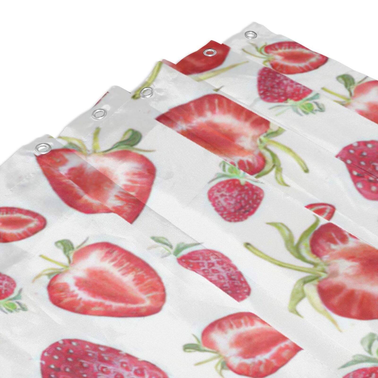 Feelyou Erdbeer-Duschvorhang Für Kinder – Wasserdicht, Süßes Frucht-Design, 183x198 Cm, Inkl. 12 Haken