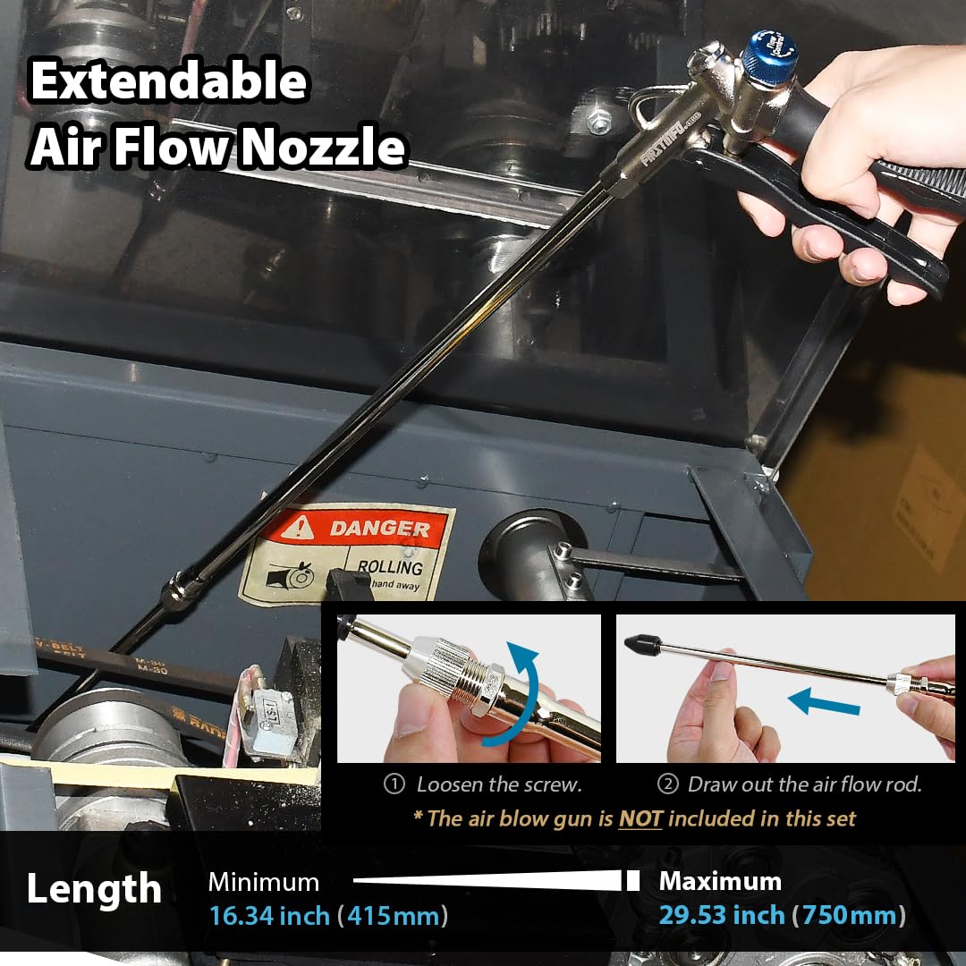 FIRSTINFO A18527A Length Extendable Adjustable Air Flow Nozzle Length: 415-750 mm for FIRSTINFO 2-Way Air Duster Blow Gun