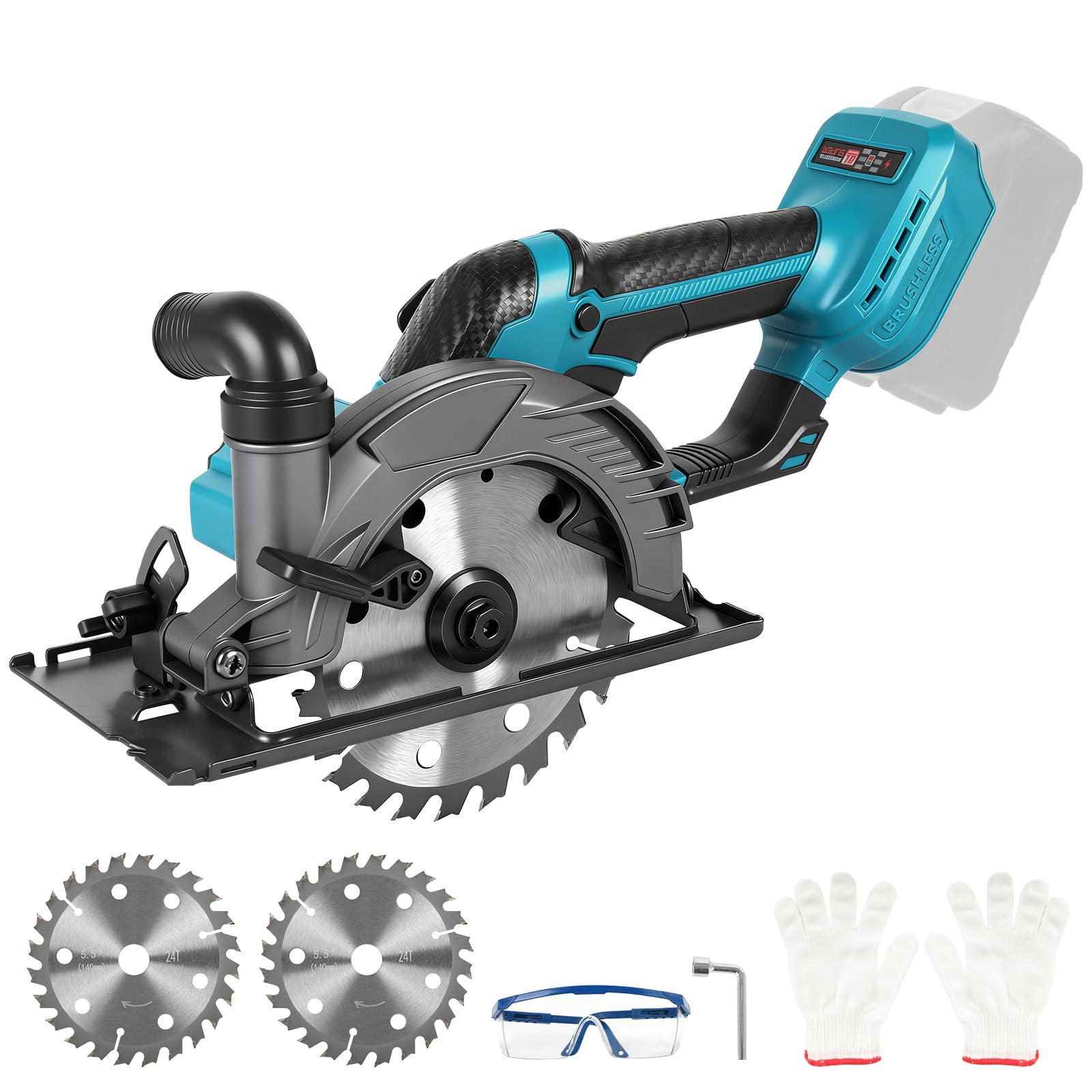 Akku Kreissäge für Makita 18V Batterie – Bürstenlose Mini Handkreissäge mit 2 Sägeblättern(150mm) – 6500 U/min, Schnitttiefe 56 mm, 0‑45° neigbar – Ideal für Holz & Kunststoff (Ohne Akku)