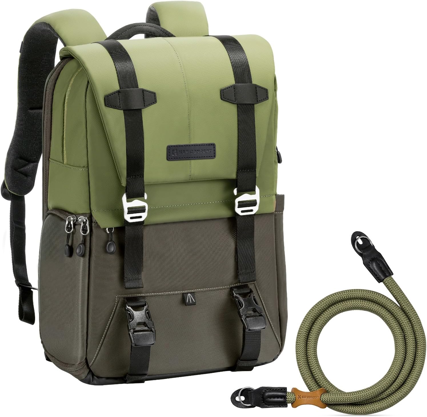 K&F CONCEPT Camera Backpack for Photographers Large Capacity with Raincover, 100cm Nylon Rope Camera Shoulder Strap