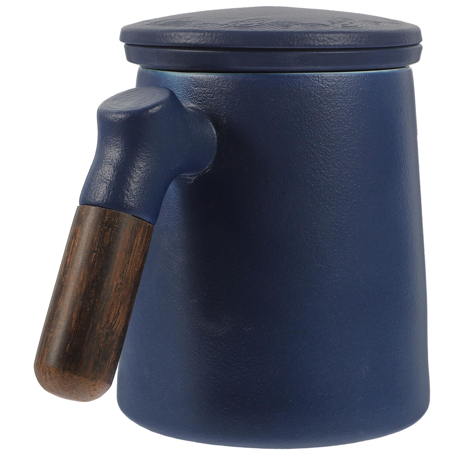 Hemobllo Taza con Filtro de Té 320ml de Cerámica Azul con Tapa | Hogar y Oficina, Diseño para Separar Hojas, Ayuda a Reducir Residuos y Mantener la Bebida Limpia