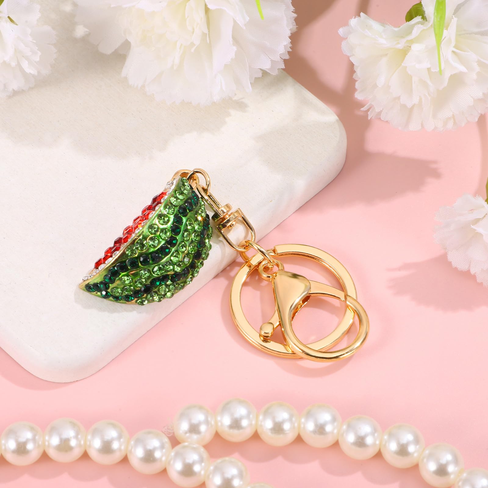 Glänzender Frucht Schlüsselanhänger Wassermelonen Mini Anhänger Aus Zinklegierung 3.94X0.79X0.79 Zoll Charm Für Damen Handtaschen Und Autoschlüsselbund