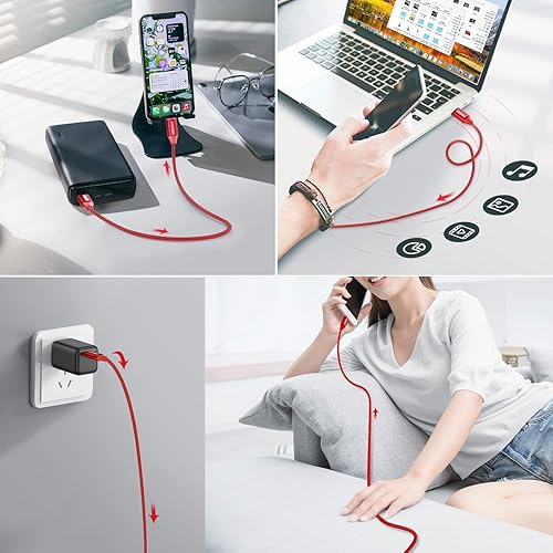 Miniatura 2 de Cable USB C a USB C, paquete de 3 [1 pie+3 pies+6 pies] 60 W 5 A cables de carga rápida tipo C a tipo C para iPhone, Samsung Huawei, iPad, MacBook