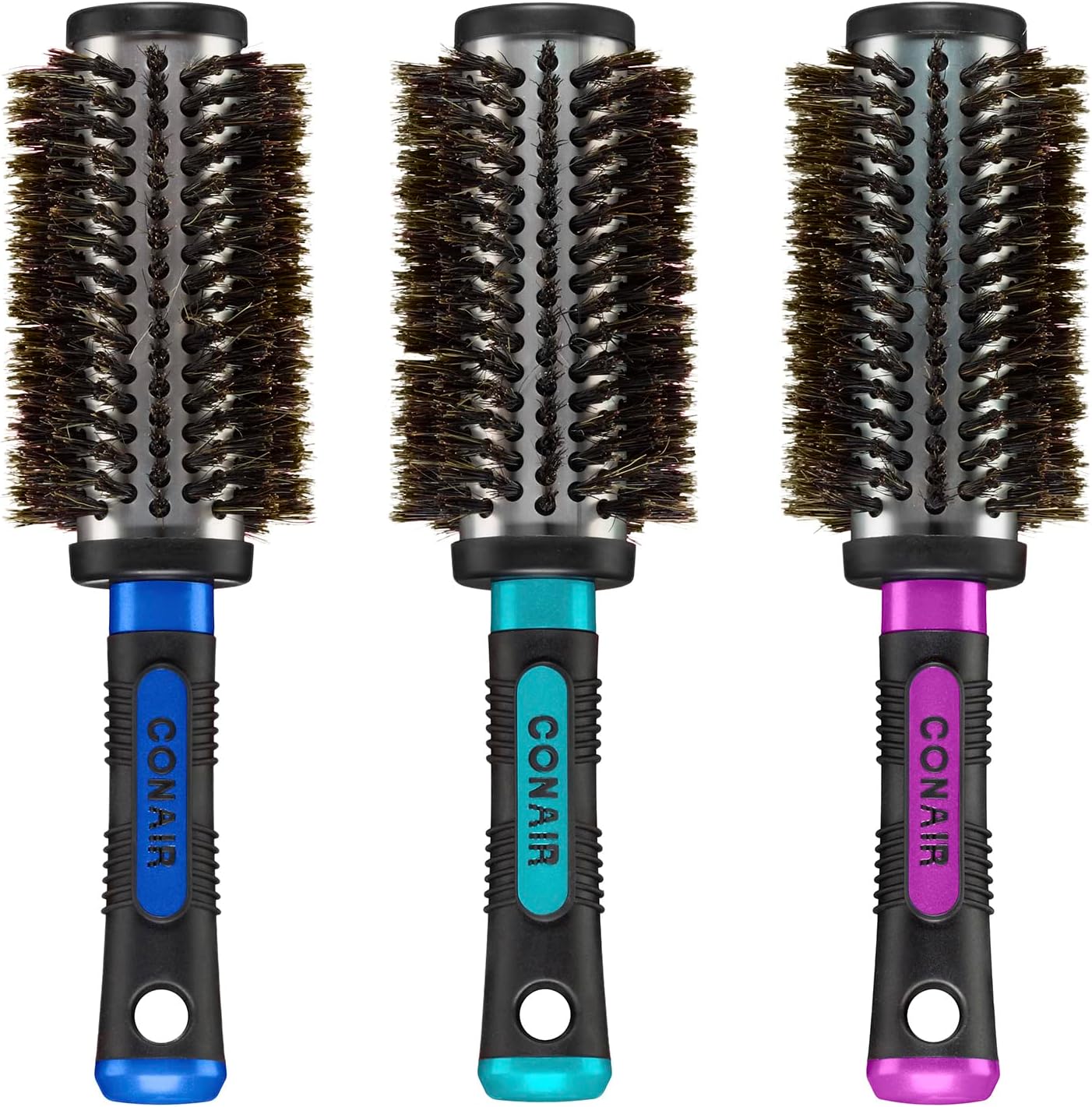 Conair Salon Results Round Brush for Blow-Drying, Mixed Boar Bristles and Nylon Bristles for Medium to Long Hair Lengths, Color May Vary, 1 Count