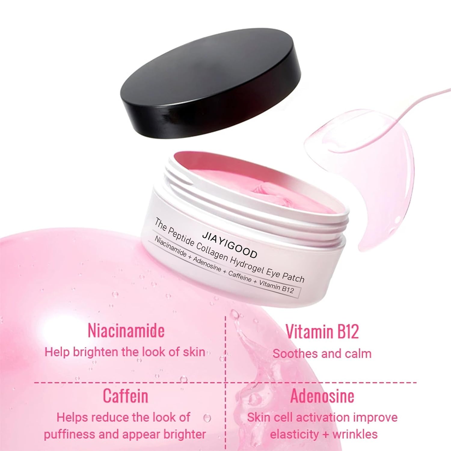 Protein Hydrogel Under Eye Patches, 60 Pairs - Hydrating & Firming Eye Gels for Dark Circles, Puffiness & Wrinkles, Infused with Collagen - Rejuvenating Eye Mask for Smooth, Refreshed Skin - Image 5