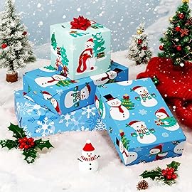 WERNNSAI Christmas Wrapping Paper - 3 Rolls 17 x 120 Snowman Wrap Papers Snowflake Blue Gift Wrapping Paper for Christmas Winter Holiday Party New Year Celebration Decoration Blue Green