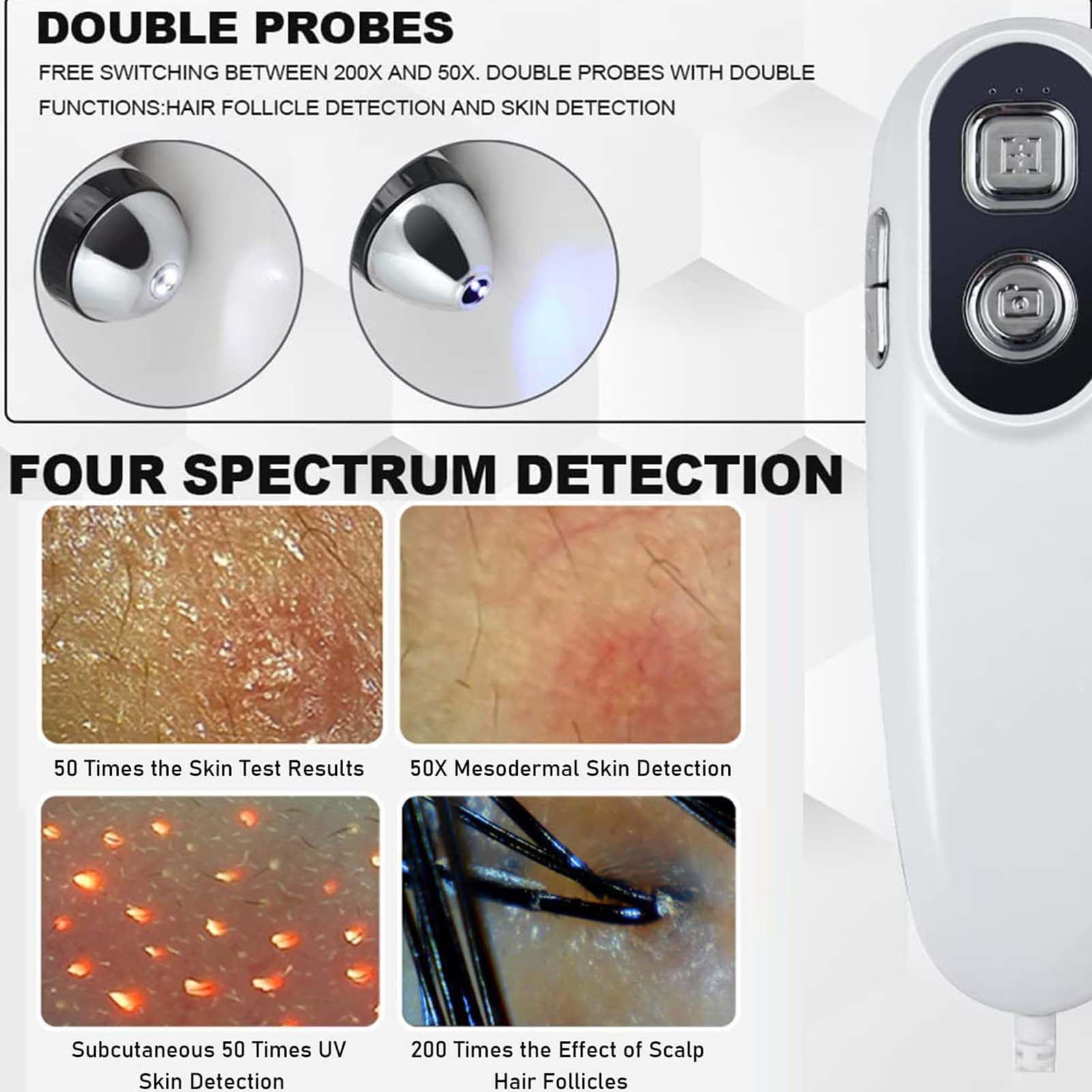 Kopfhaut-Analysegerät Und Hautdetektor Mit Dualer Kamera (50x/200x), 11-Zoll-Display, 4 Vergleichsbildern Für Individuelle Pflegeprogramme,Für Friseure Und Kosmetikstudios