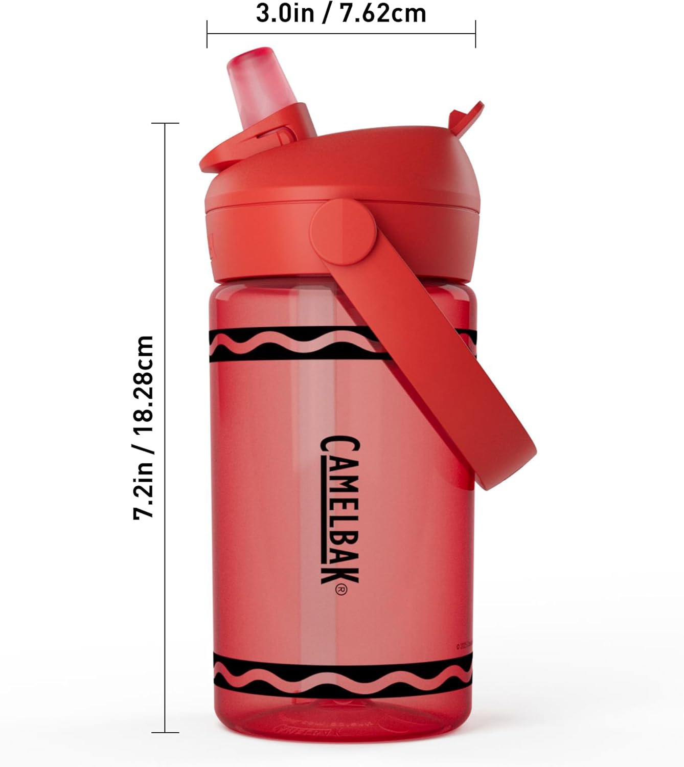 CamelBak Crayola Flip Straw Kids Water Bottle, Tritan Renew, Spill-Proof, 14oz, Cherry Red - Image 3