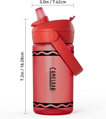 Miniatura 3 de CamelBak Crayola Flip Straw Kids Tritan Renew Botella de agua rojo cereza, 14 onzas