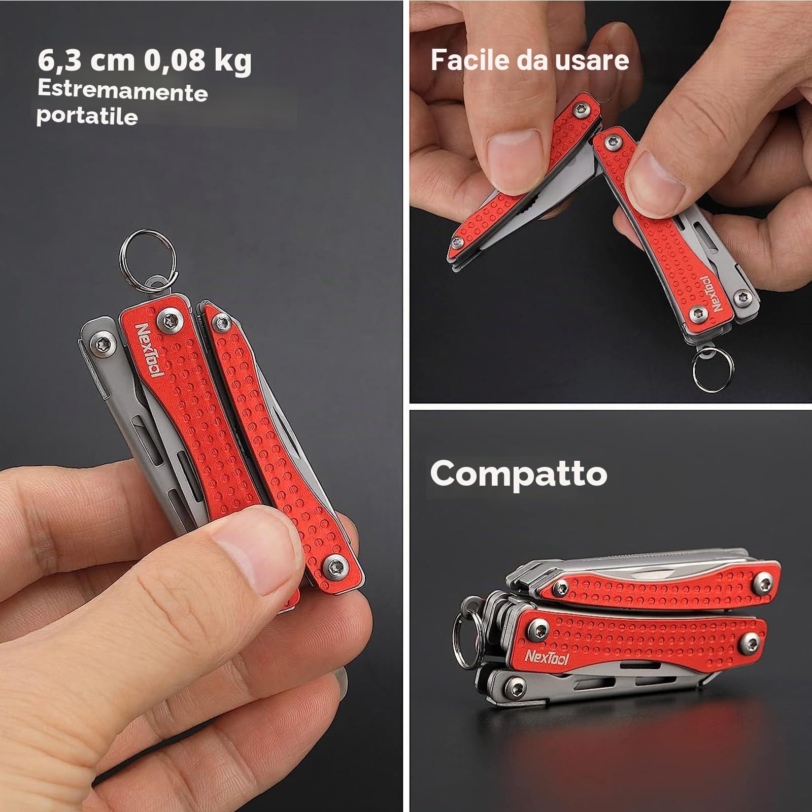 NexTool Mini Flagship Multitool, 10 In 1 Coltello Multiuso Pinza Multiuso Sattrezzo Multifunzione con Coltellino Apribottiglie Forbici Regali per la Festa del Papa, Regalo Festa del Papà-Rosso