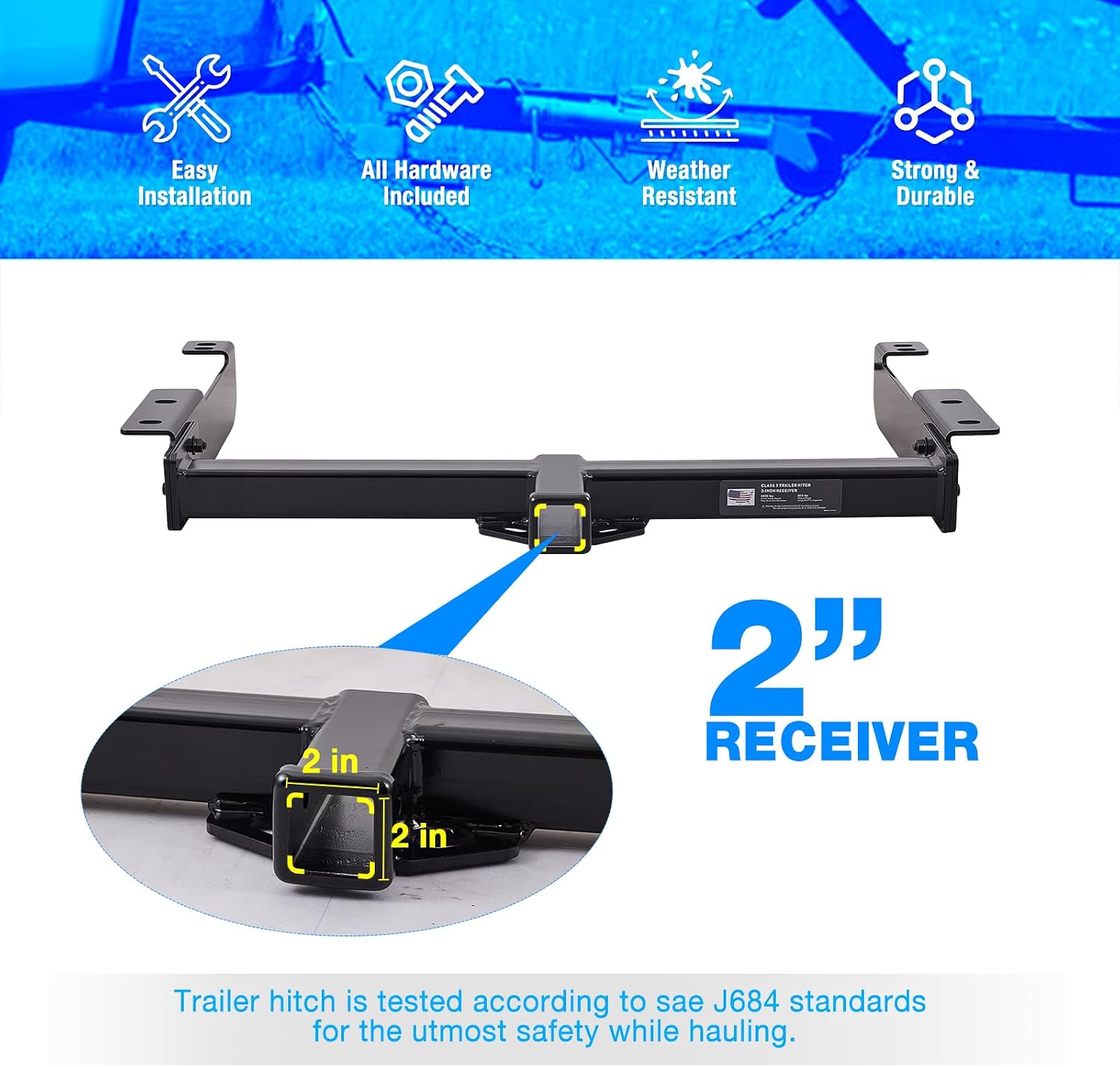 Class 3 Trailer Hitch 2 Inch Receiver Fit for Chevrolet Express, GMC Savana 1996-2026