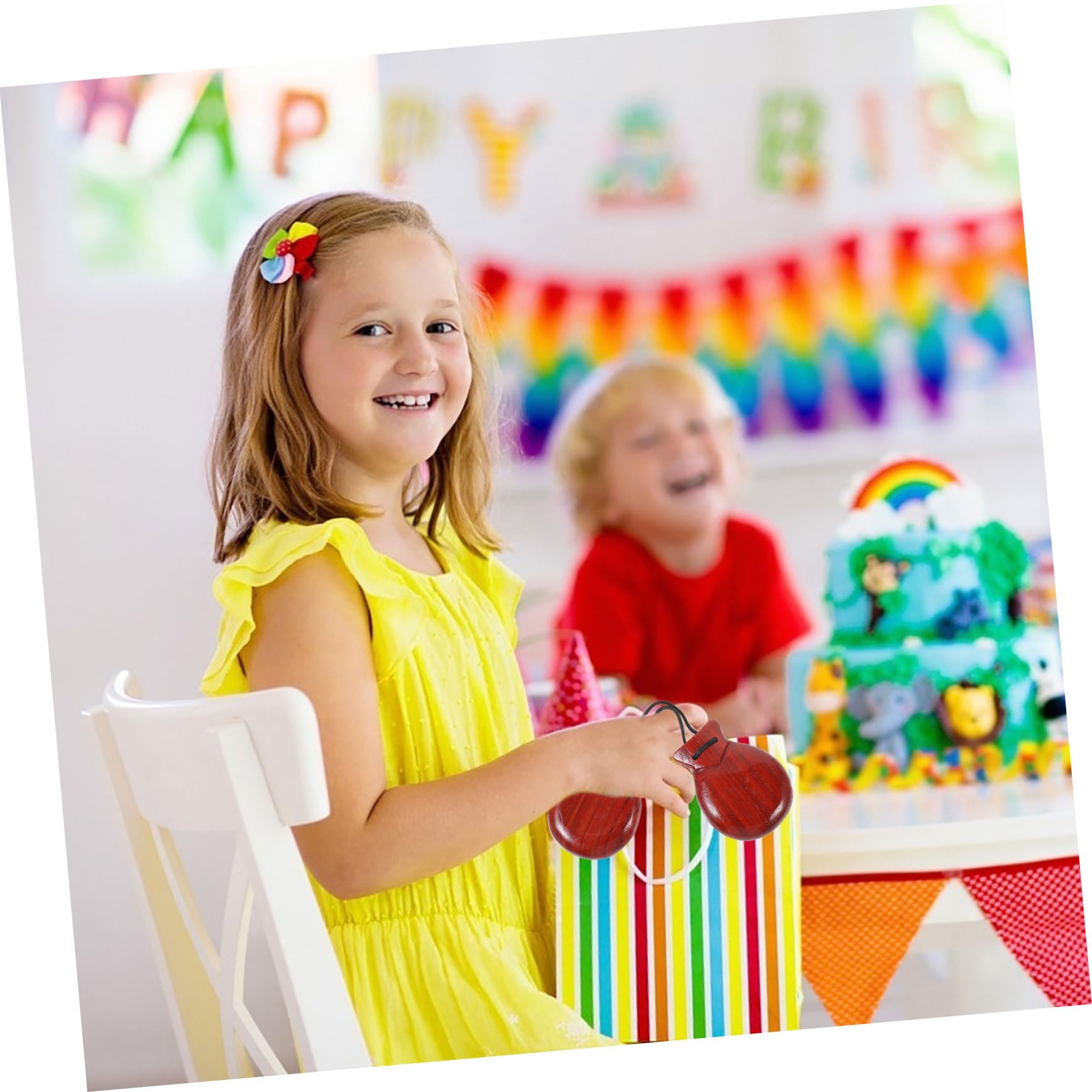 NULYLU Wooden Castanets for Boys and Girls Educational Musical Instrument Small Rhythm Toys Children's Castanets Present