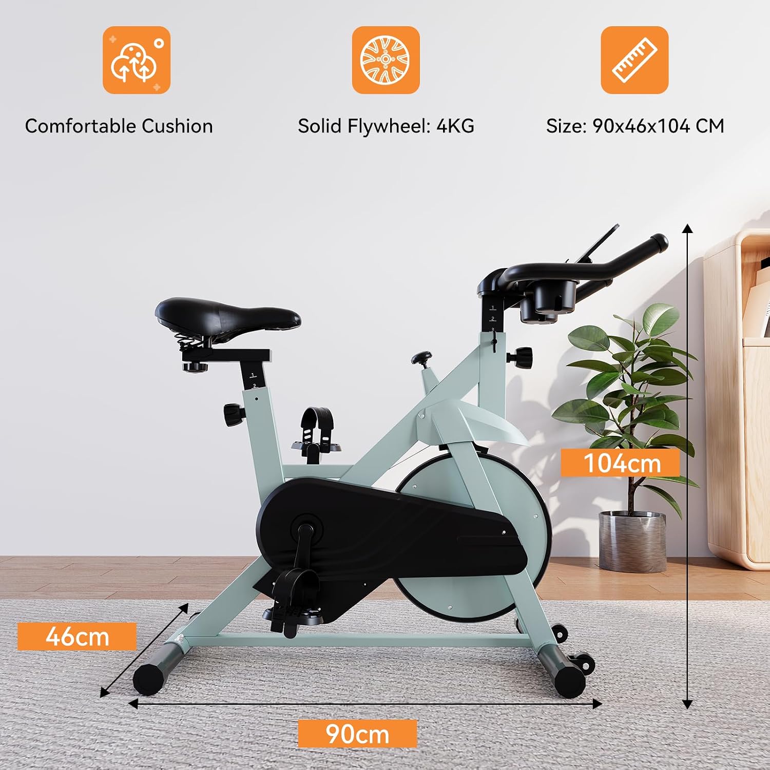 Lacuffy Exercise Bike Indoor Cycling Bike 136 kg Weight Capacity Magnetic Stationary Bike Fitness Spin Bike with LCD Display and APP for Home - Image 5
