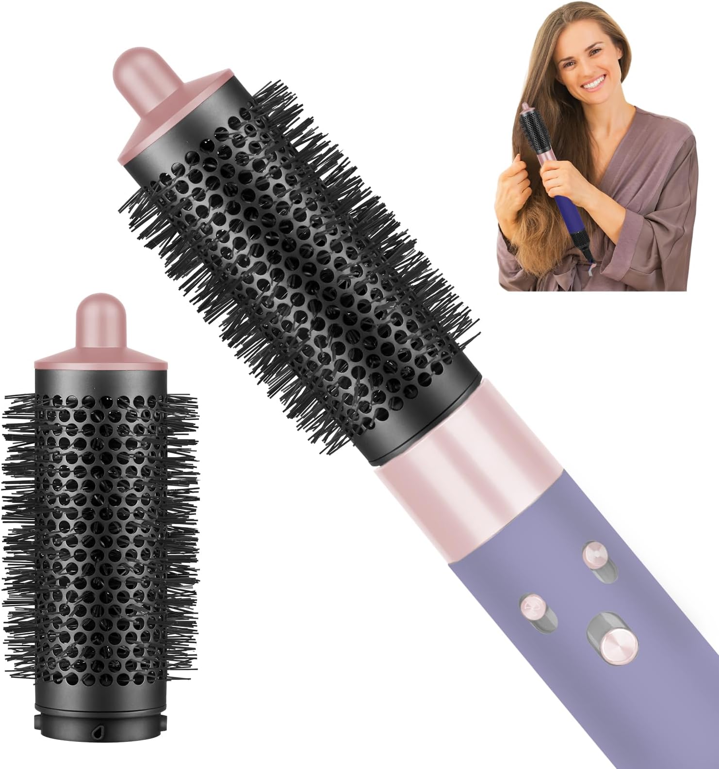 Round Volumizing Brush for Dyson Airwrap HS01/HS05, Volumzing Attachment Brush for Limp, Flat Hair, Salon-Like Volume & Style