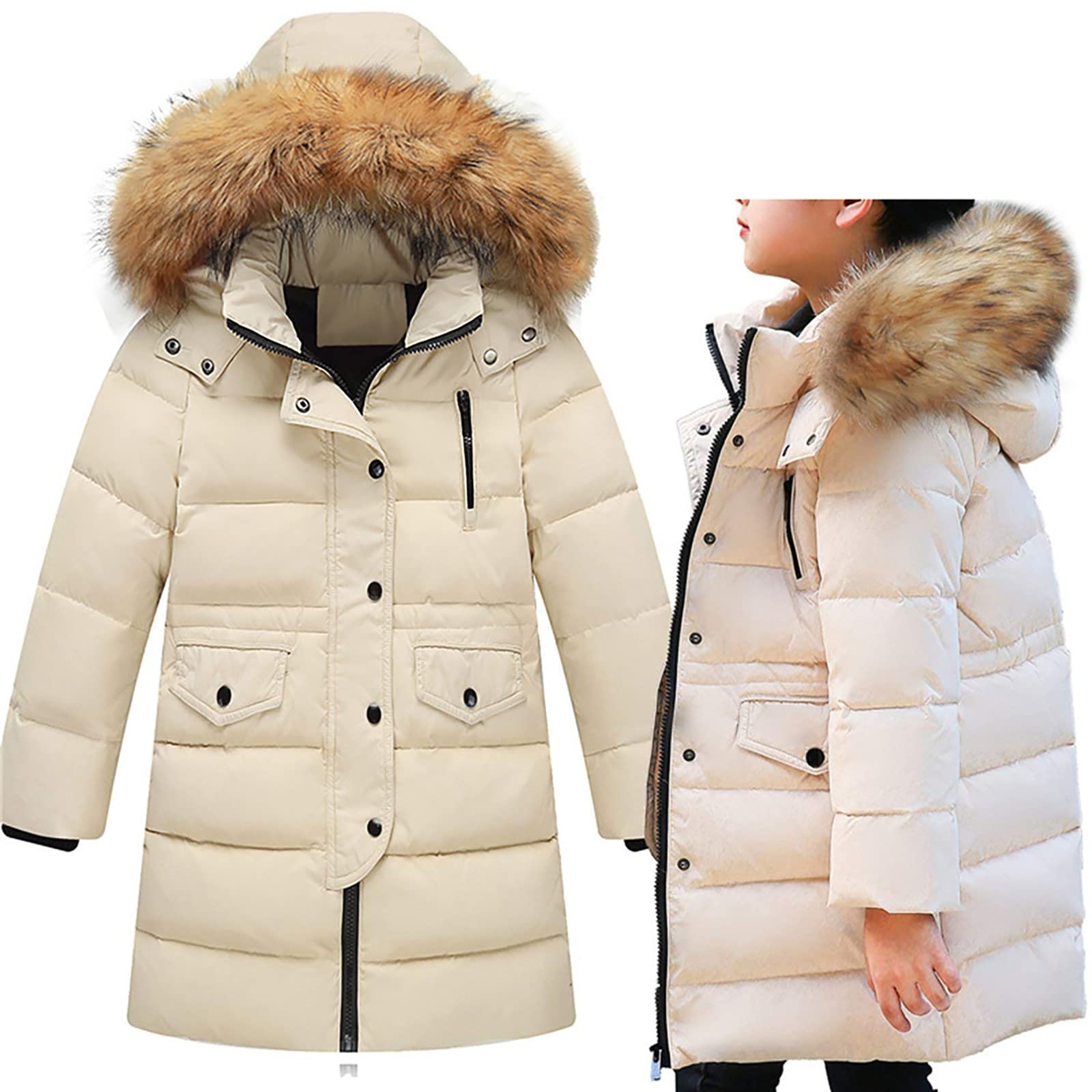 FGUUTYM Cappotto sintetico piumino per bambini giacca con cappuccio invernale ragazza set abbigliamento bambina 56