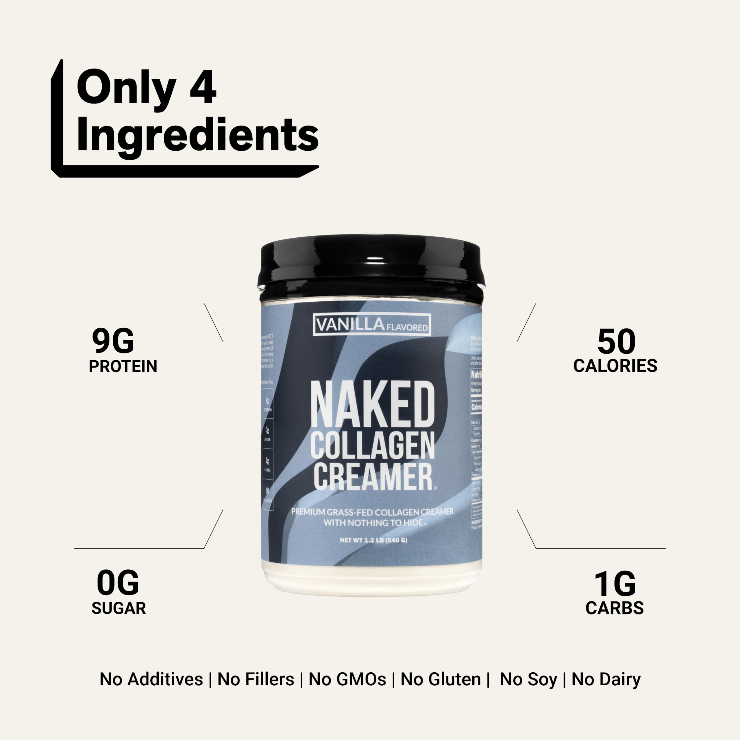 Naked Collagen Coffee Creamer - Vanilla Collagen Creamer For Coffee - Dairy-Free, Gluten-Free, GMO-Free - Support Hair, Skin, and Nails - 40 Servings — Amazon image 3