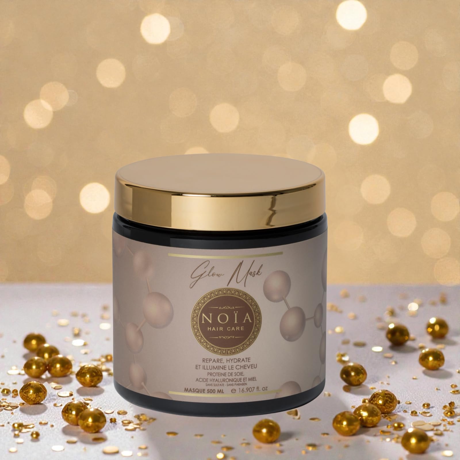 NOÏA HAIR – Trio Capillaire Professionnel GLOW – Shampoing 500ml +Masque 500ml + Sérum 100ml – Hydratation & Brillance – Acide Hyaluronique – Cheveux Secs, Ternes ou Déshydratés